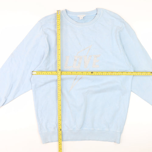 Sonder Studio Women's Blue Glitter 'LOVE' Pullover Sweatshirt UK 8