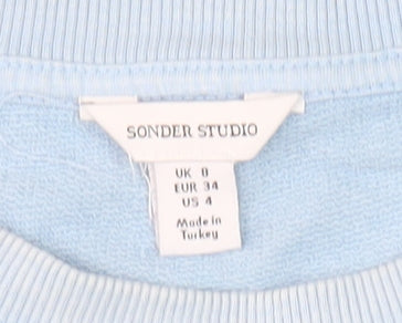 Sonder Studio Women's Blue Glitter 'LOVE' Pullover Sweatshirt UK 8