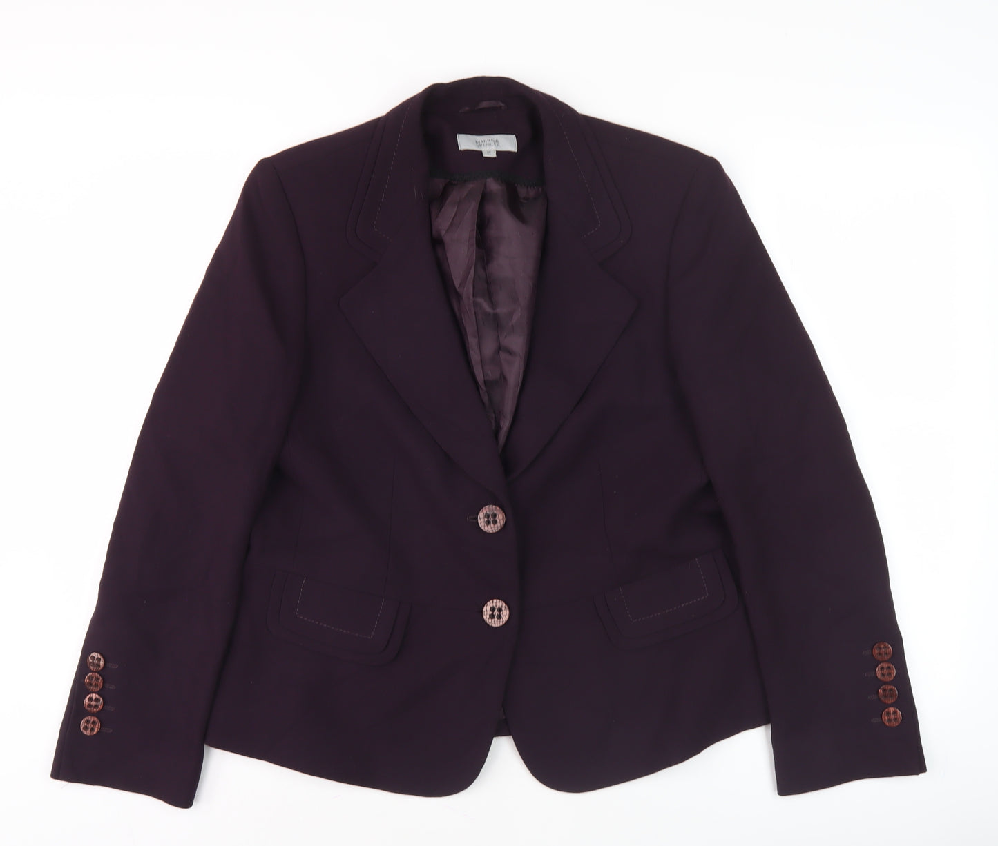 Marks and Spencer Women's Purple Blazer Size 16 Regular Fit
