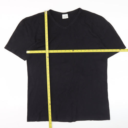 Calvin Klein Men's Black Cotton V-Neck T-Shirt XL Regular Fit