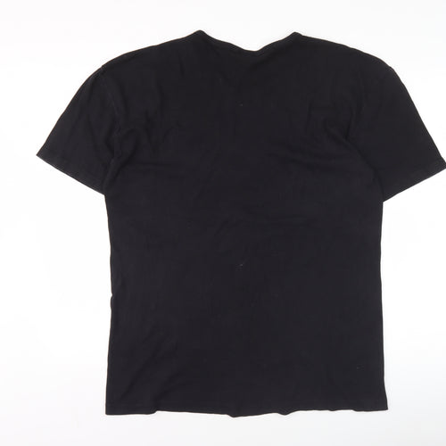 Calvin Klein Men's Black Cotton V-Neck T-Shirt XL Regular Fit