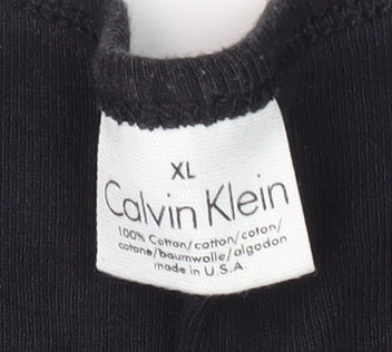 Calvin Klein Men's Black Cotton V-Neck T-Shirt XL Regular Fit