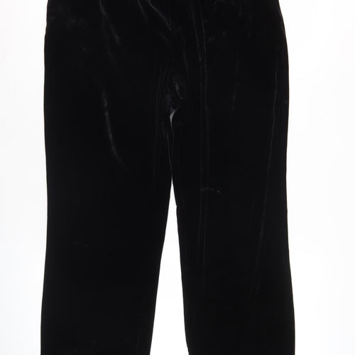 Lands' End Women’s Black Velvet Straight Leg Trousers 6-8