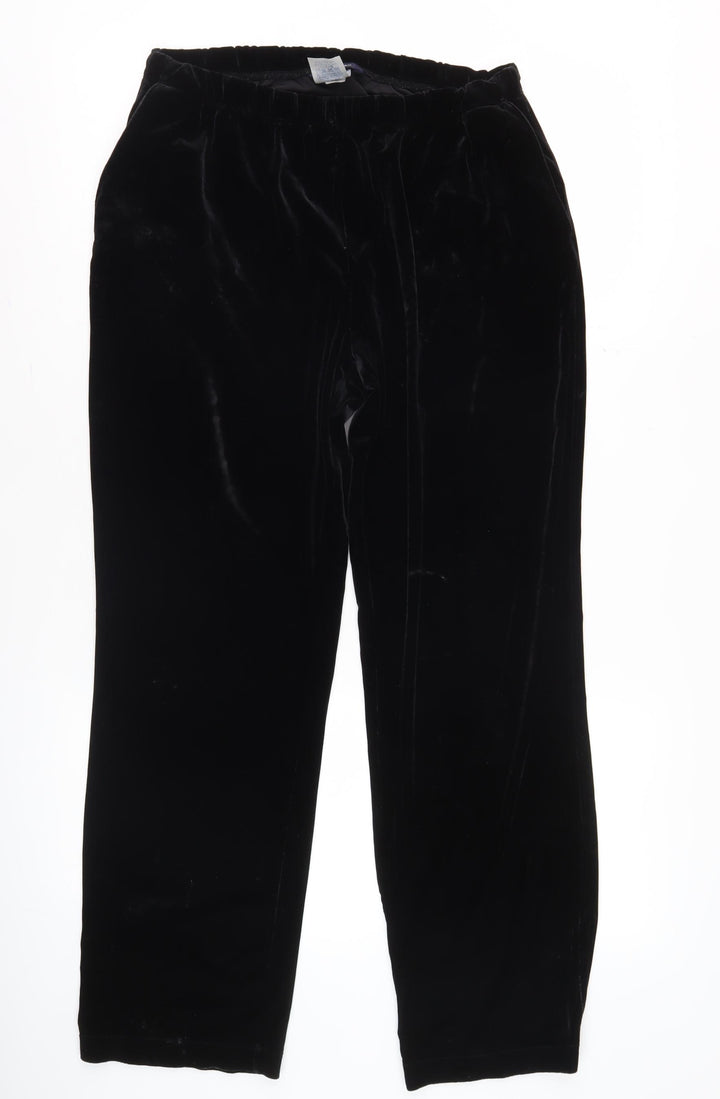 Lands' End Women’s Black Velvet Straight Leg Trousers 6-8