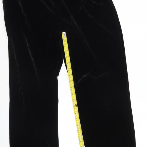 Lands' End Women’s Black Velvet Straight Leg Trousers 6-8