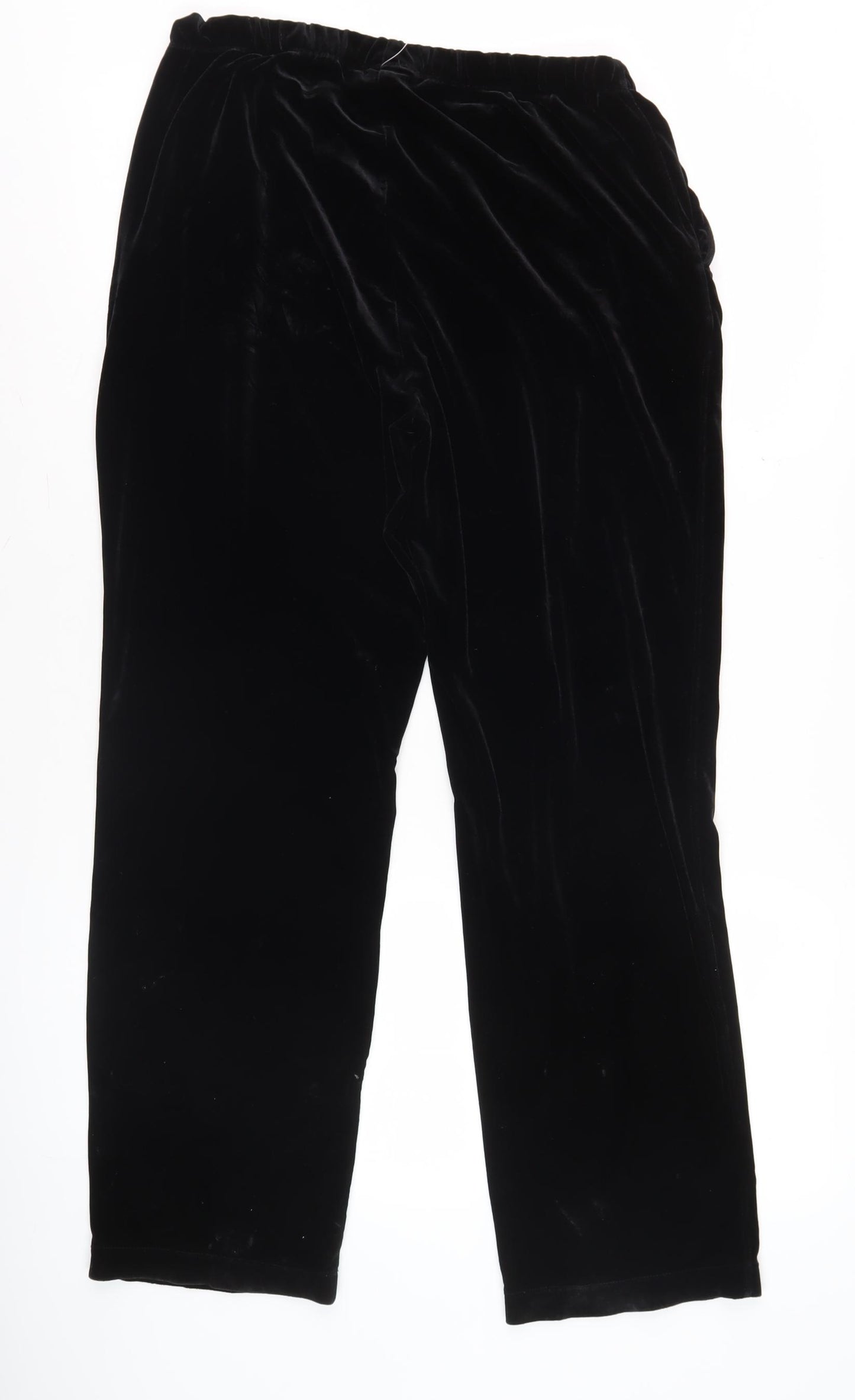 Lands' End Women’s Black Velvet Straight Leg Trousers 6-8