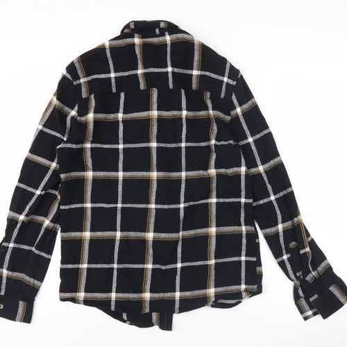 ASOS DESIGN Men’s Black Check Cotton Long Sleeve Button-Up Shirt M