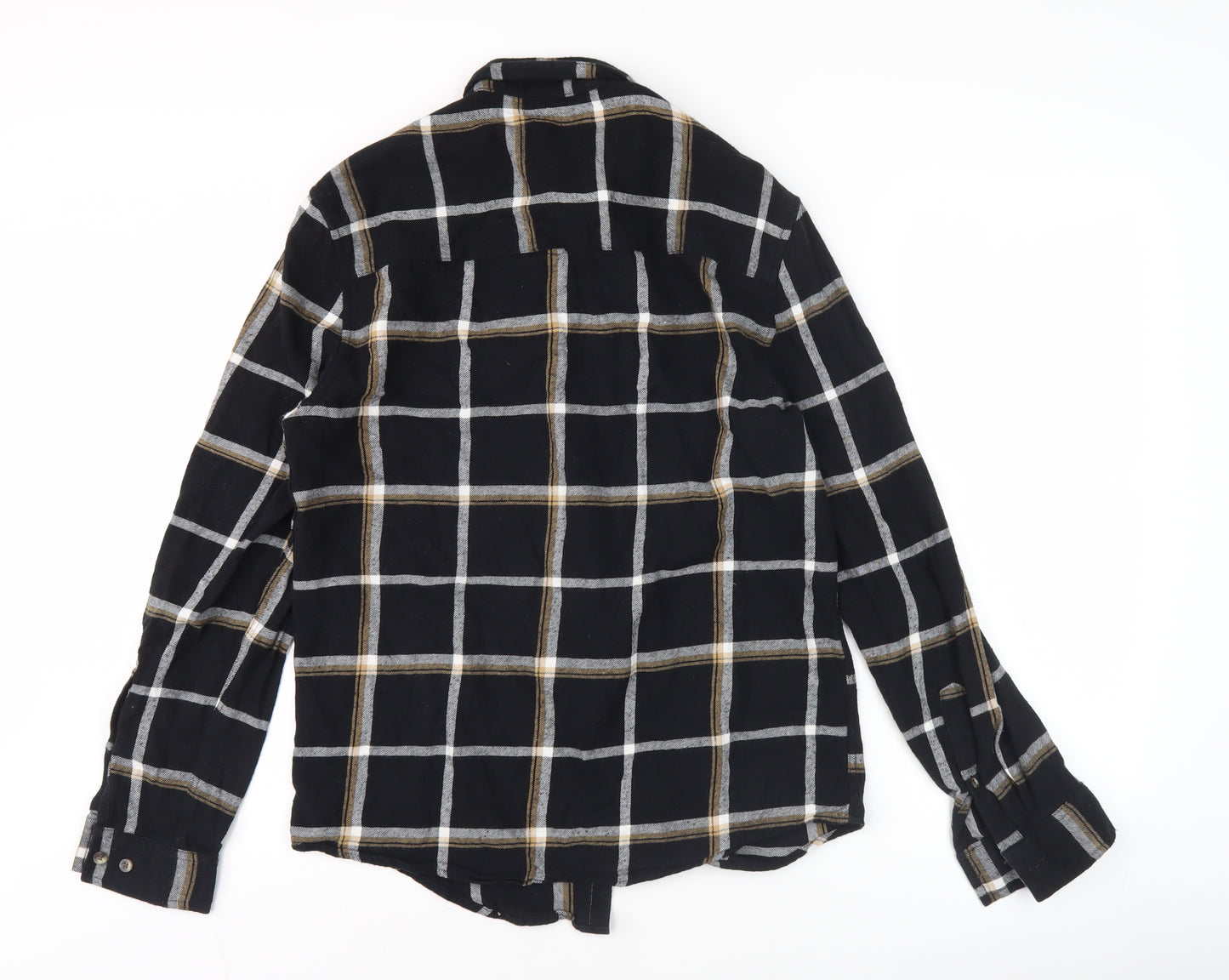 ASOS DESIGN Men’s Black Check Cotton Long Sleeve Button-Up Shirt M