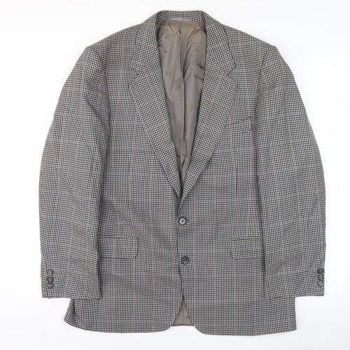 Jaeger Men's Grey Check Wool Blazer Jacket 50R Regular Fit
