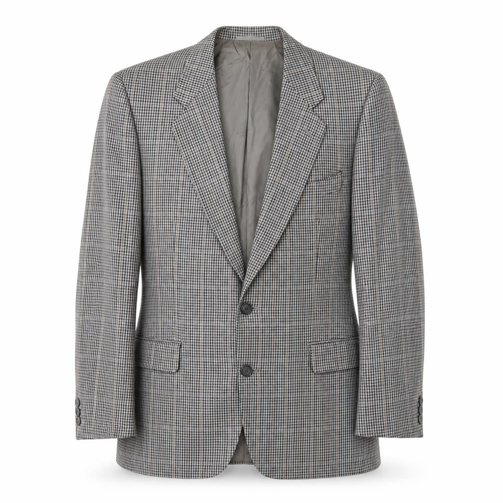 Front view of Jaeger Men's Grey Check Wool Blazer Jacket 50R Regular Fit