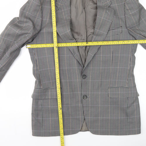 Jaeger Men's Grey Check Wool Blazer Jacket 50R Regular Fit