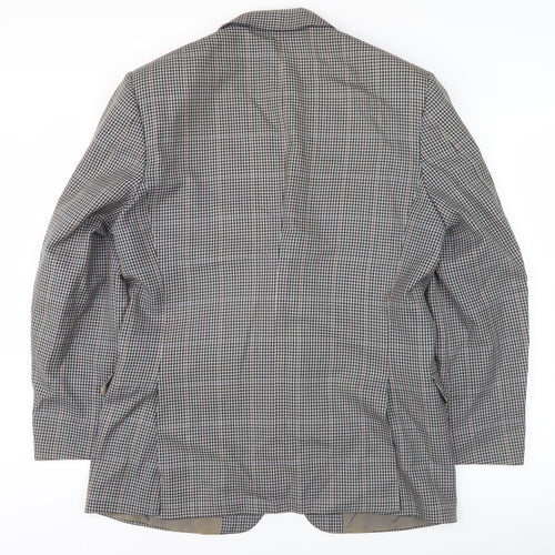 Jaeger Men's Grey Check Wool Blazer Jacket 50R Regular Fit