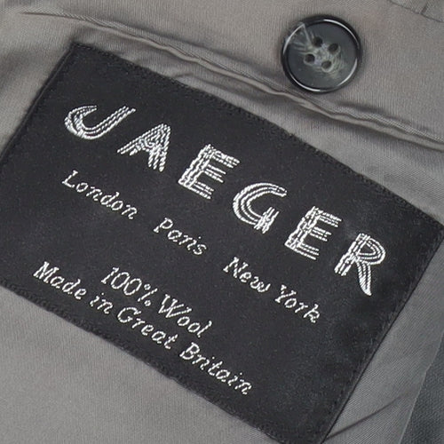 Jaeger Men's Grey Check Wool Blazer Jacket 50R Regular Fit