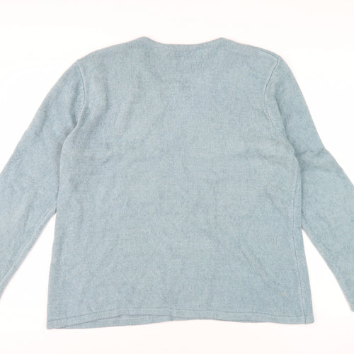 BM Collection Women's Blue L Pullover Jumper with Embroidery
