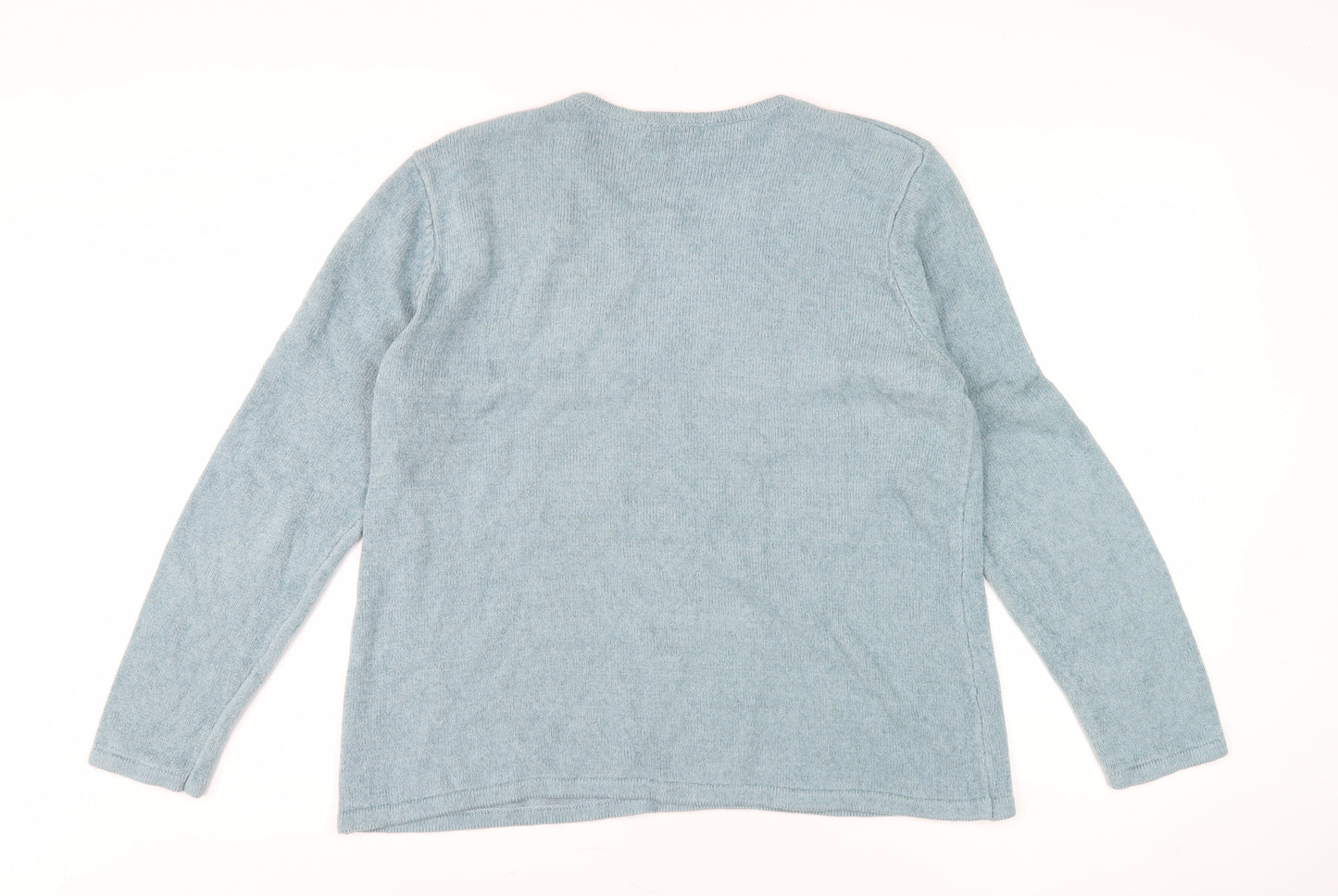 BM Collection Women's Blue L Pullover Jumper with Embroidery