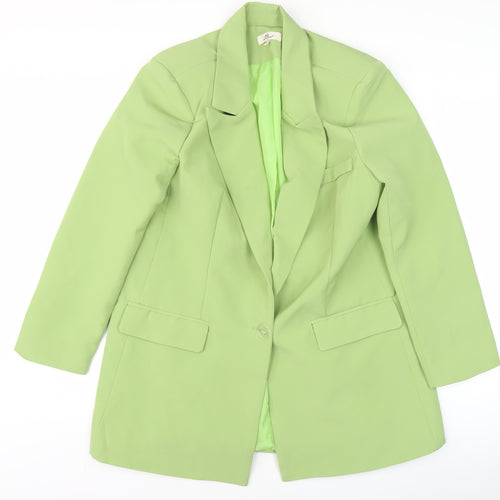 Mochy Women's Green M Regular Fit Long Blazer Jacket