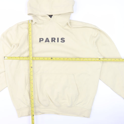 boohooMAN Men's Beige Paris Pullover Hoodie XS Regular Fit Fleece