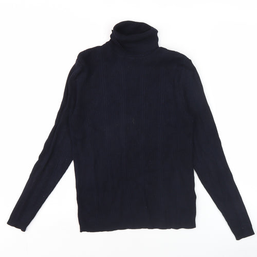 Marks and Spencer Women Black Roll Neck Knit Top Size 12 Regular Fit