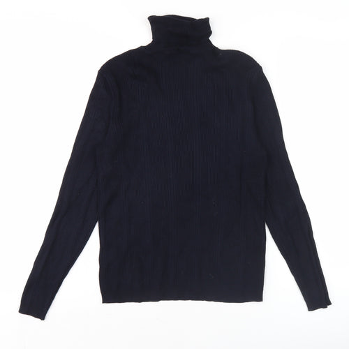 Marks and Spencer Women Black Roll Neck Knit Top Size 12 Regular Fit