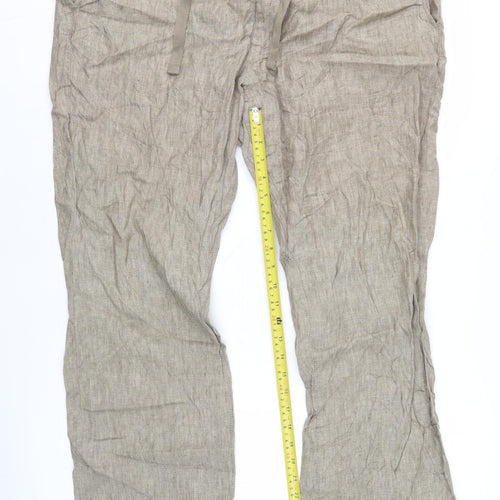 Next Women’s Beige Linen Chino Trousers L 38in Leg Summer Casual