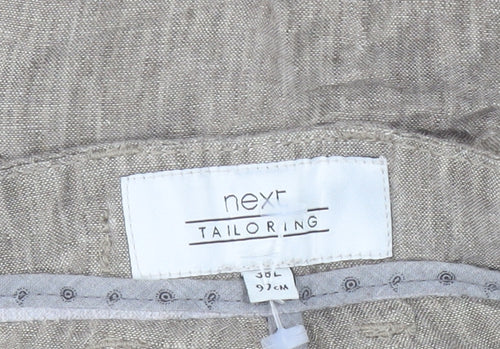 Next Women’s Beige Linen Chino Trousers L 38in Leg Summer Casual