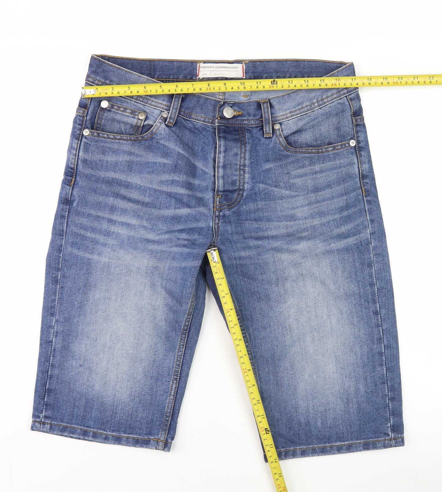 French Connection Men's Blue Denim Bermuda Shorts Size 34 Regular