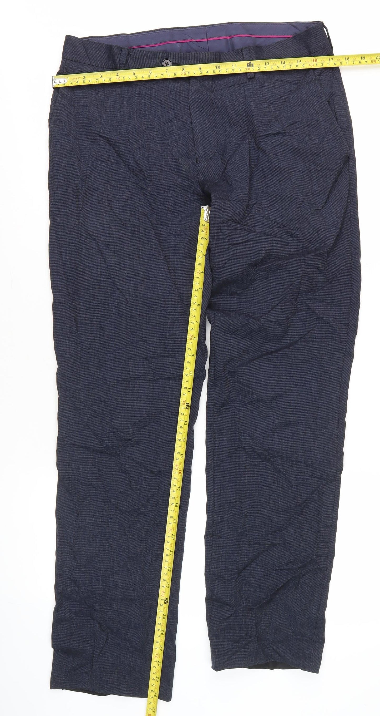 Charles Tyrwhitt Men's Blue Wool Slim Fit Dress Pants 32U Formal
