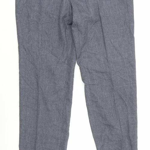 Marks and Spencer Men's Grey Regular Fit Chambray Trousers 32x33