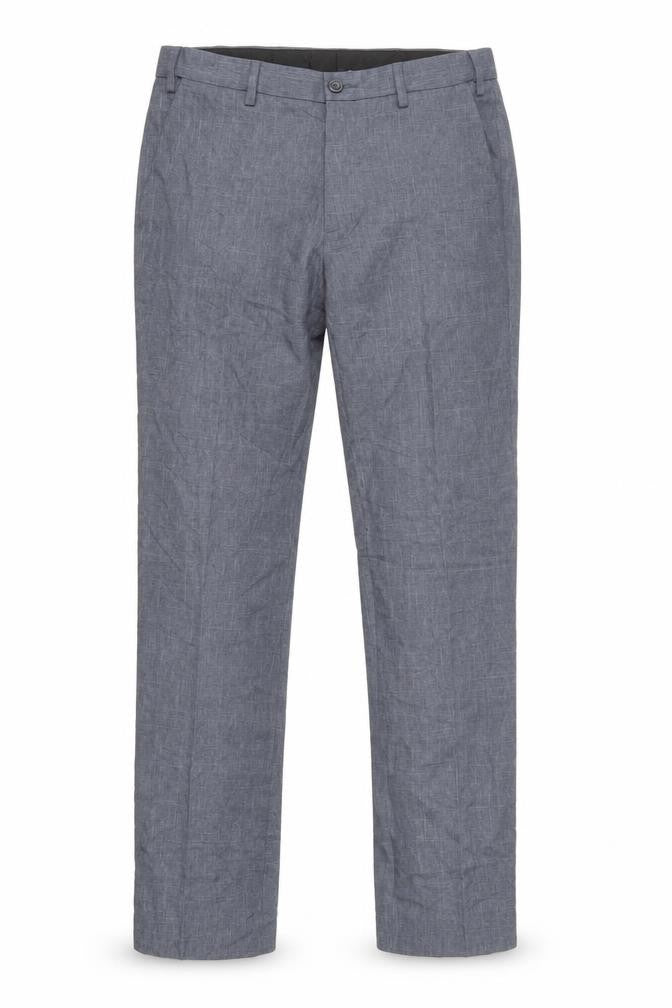 Front view of Marks & Spencer Men's Grey Regular Fit Chambray Trousers 32x33