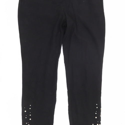 Zara Basic Women’s Black XS Skinny Trousers Beaded Ankle Autumn Winter