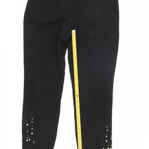 Zara Basic Women’s Black XS Skinny Trousers Beaded Ankle Autumn Winter