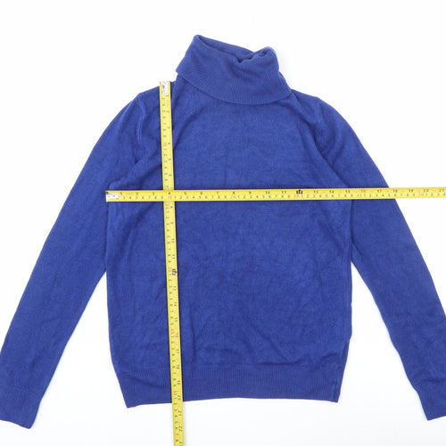Marks and Spencer Women’s Blue Cashmere Roll Neck Jumper Size 8