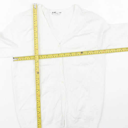 BHS Women’s White Size 12 Petite V-Neck Cable Knit Cardigan