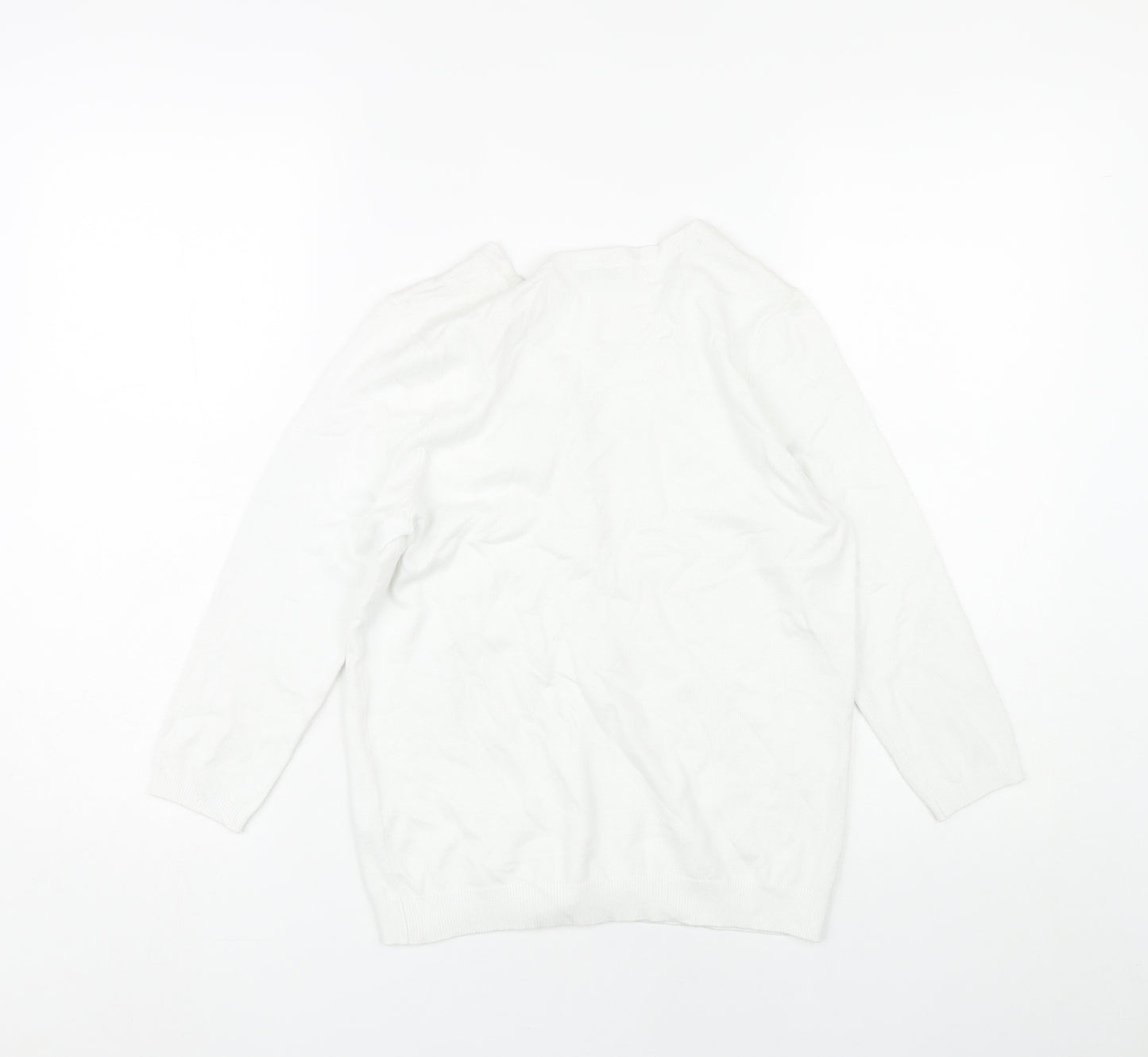 BHS Women’s White Size 12 Petite V-Neck Cable Knit Cardigan