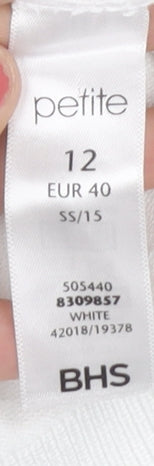 BHS Women’s White Size 12 Petite V-Neck Cable Knit Cardigan