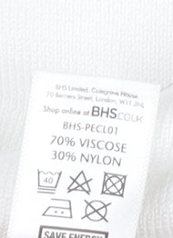 BHS Women’s White Size 12 Petite V-Neck Cable Knit Cardigan