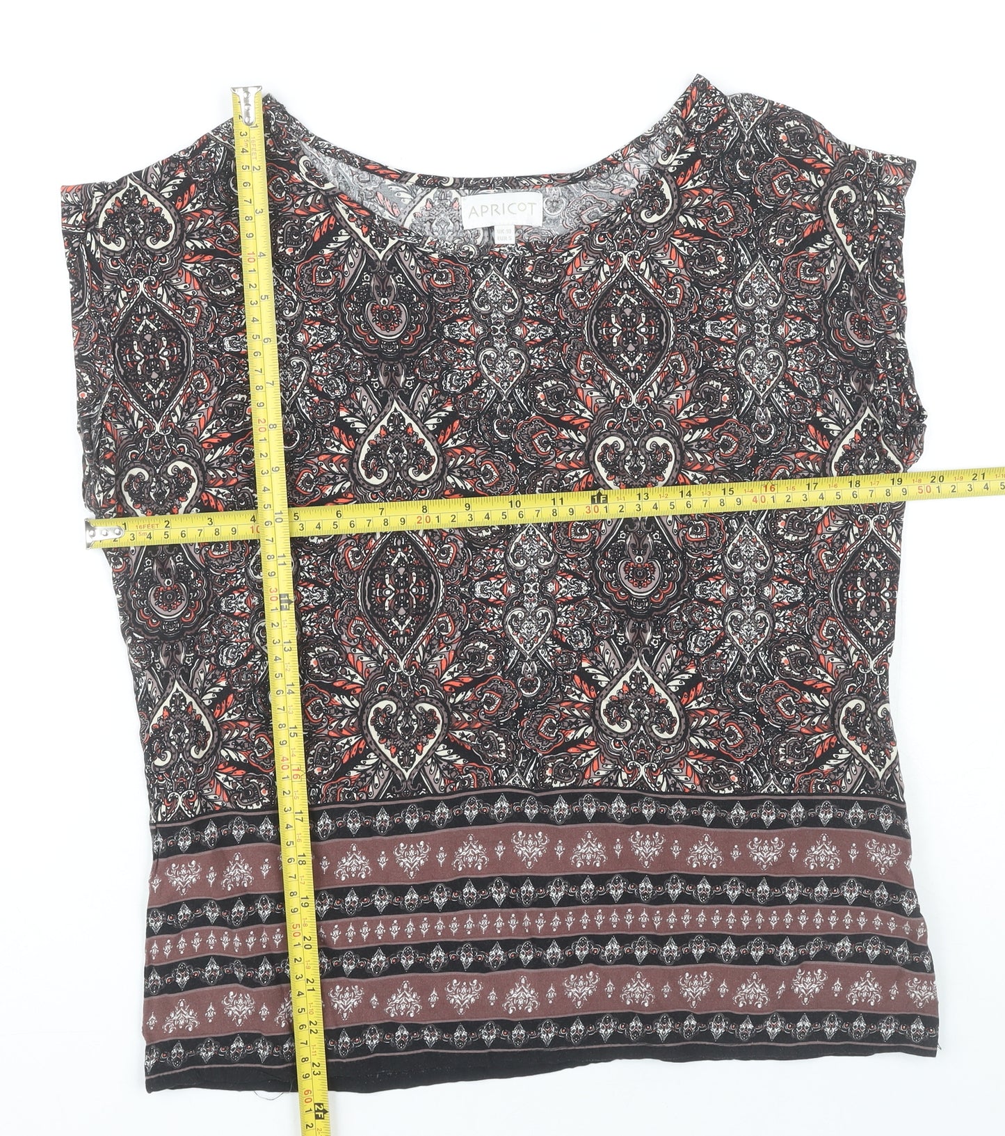 Apricot Women’s Multicoloured Paisley Tunic Blouse Size 10 Viscose Sleeveless