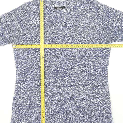 Bm Collection Women's Blue Knit Tunic Jumper Size M Crew Neck