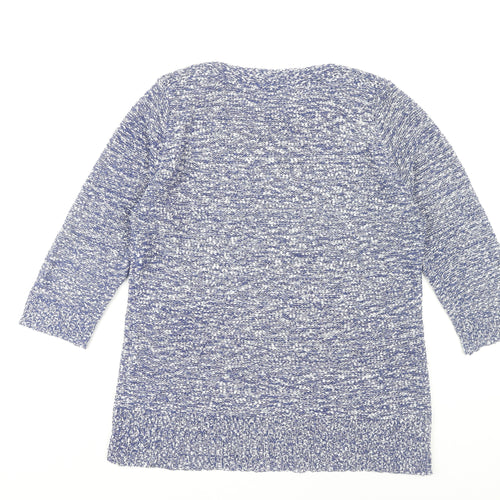 Bm Collection Women's Blue Knit Tunic Jumper Size M Crew Neck