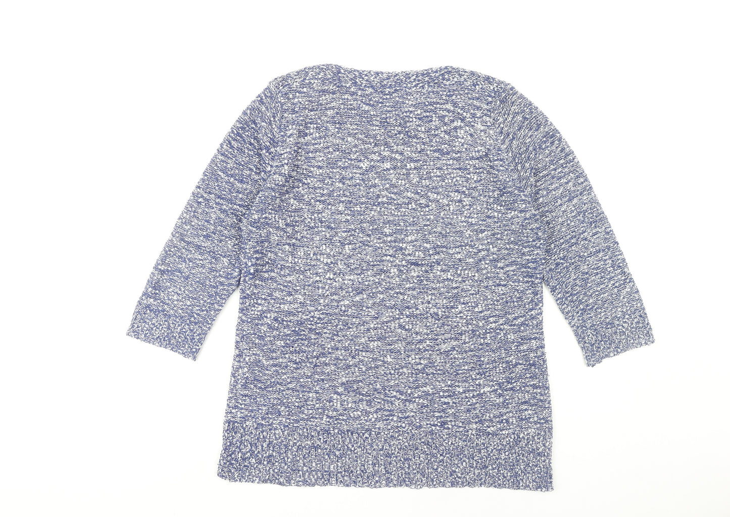 Bm Collection Women's Blue Knit Tunic Jumper Size M Crew Neck