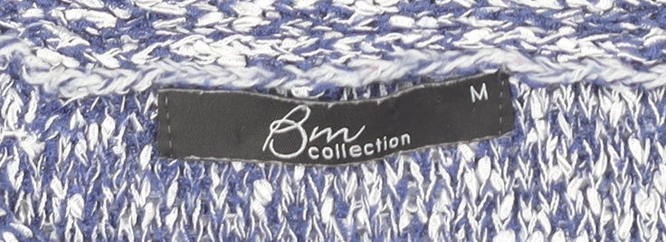 Bm Collection Women's Blue Knit Tunic Jumper Size M Crew Neck