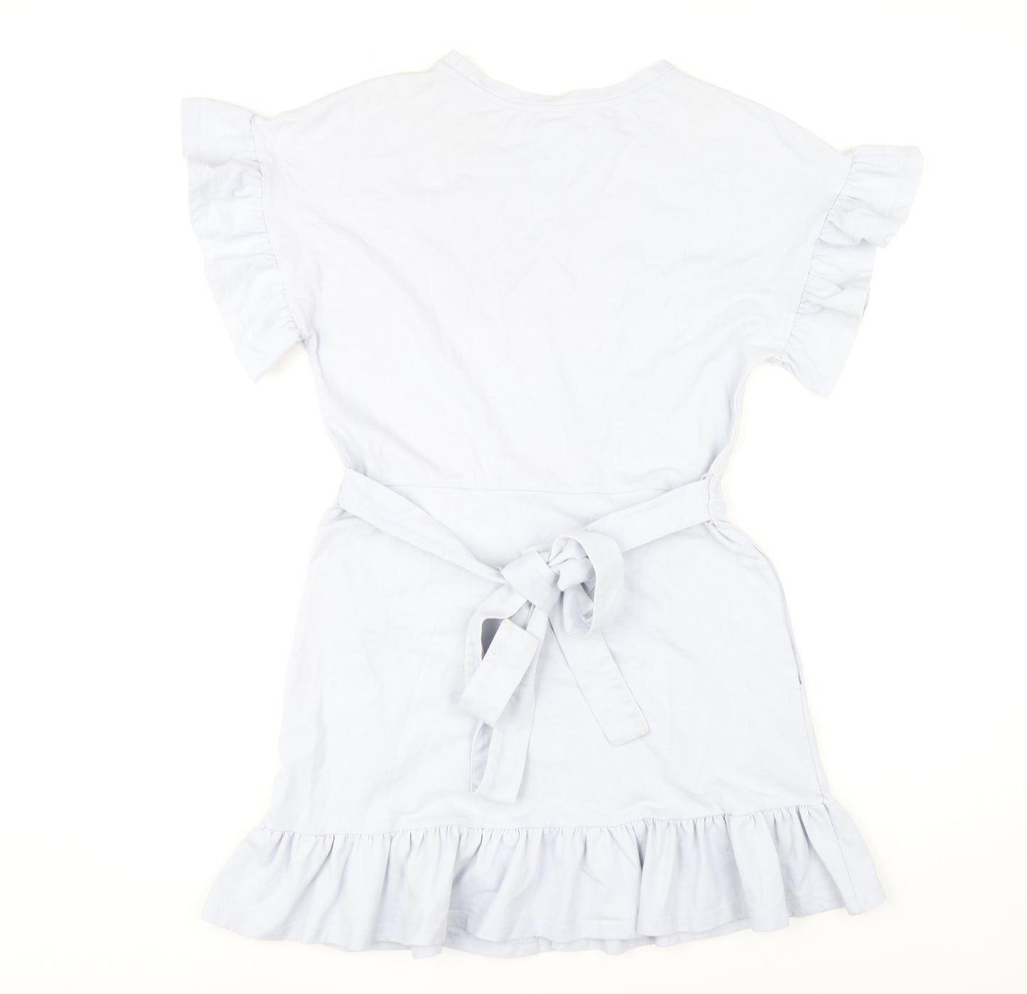 H&M Women’s Blue Flutter Sleeve Ruffle Hem Short Shift Dress Size 8
