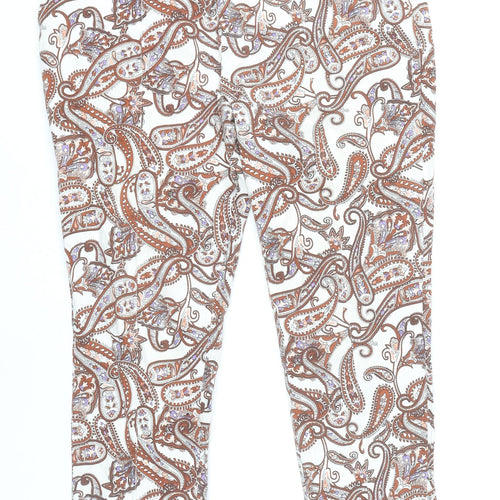 F&F Women's Multicoloured Paisley Capri Trousers UK 14 Slim Fit