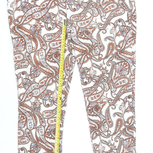 F&F Women's Multicoloured Paisley Capri Trousers UK 14 Slim Fit