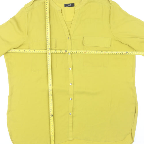 Wallis Women’s Yellow V-Neck Long Sleeve Button Blouse XL