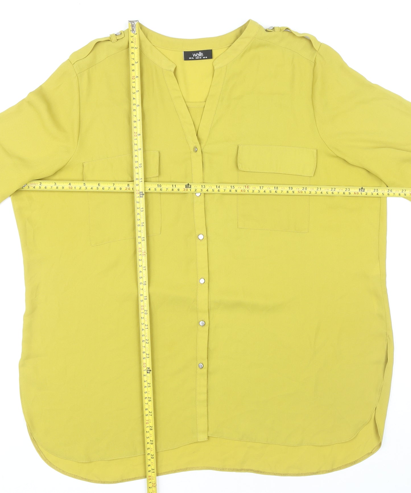 Wallis Women’s Yellow V-Neck Long Sleeve Button Blouse XL