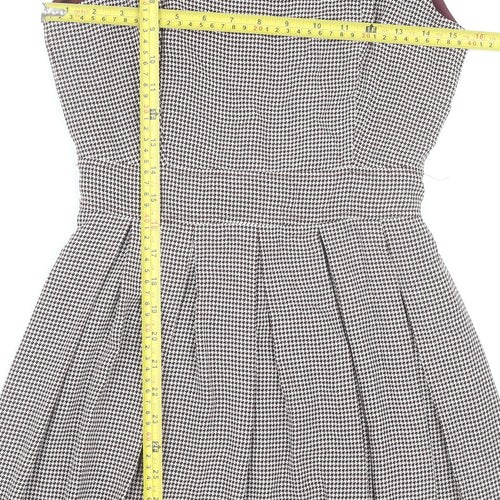 Goldkid London Women's Black Houndstooth Fit & Flare Dress UK 8