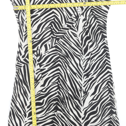 Pussycat London Women’s Black Zebra Print Sleeveless Shift Dress Size 8