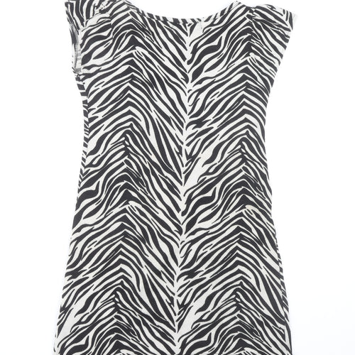 Pussycat London Women’s Black Zebra Print Sleeveless Shift Dress Size 8