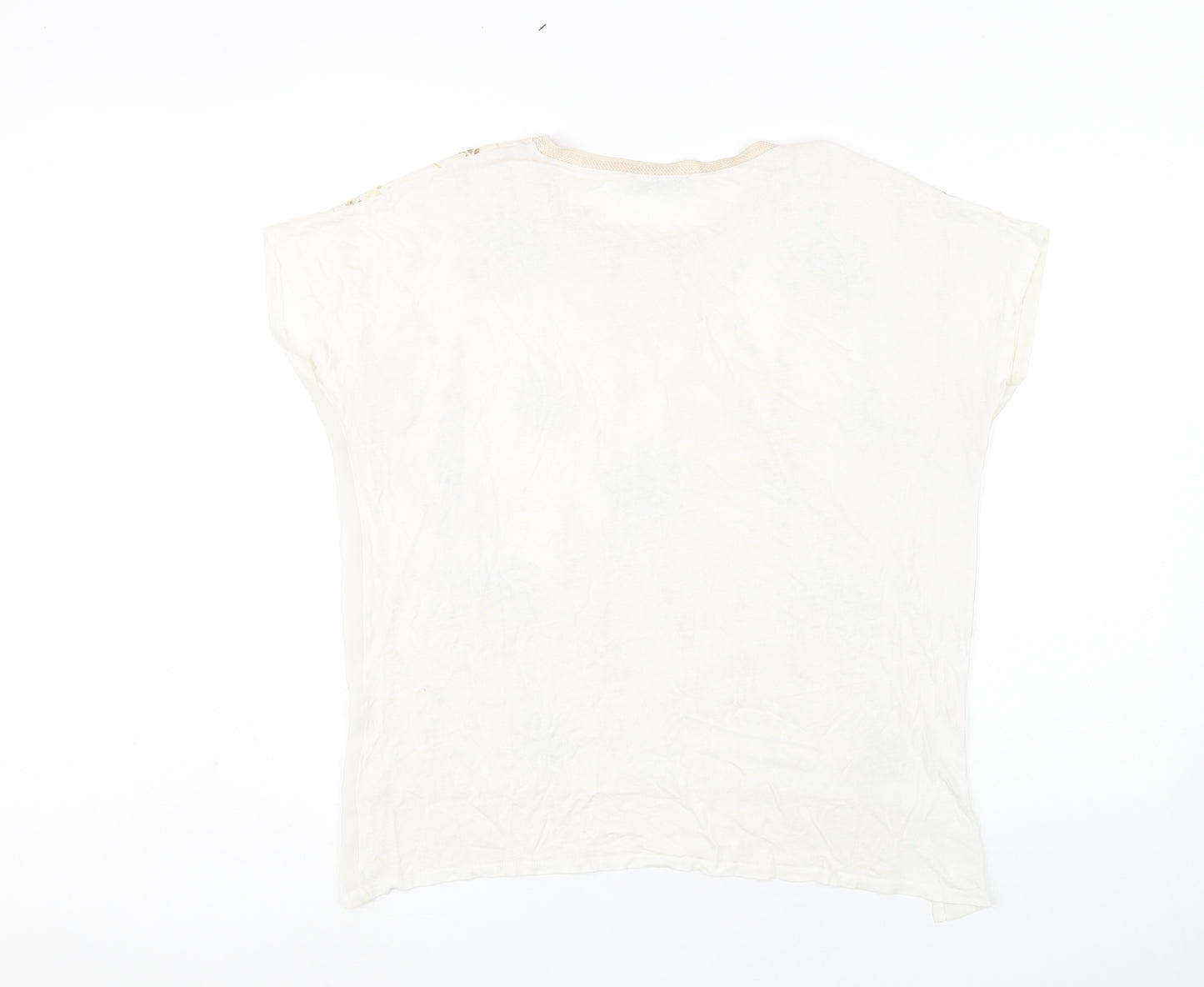 Zara Women Ivory Floral Short Sleeve Regular Fit T-Shirt Size 8